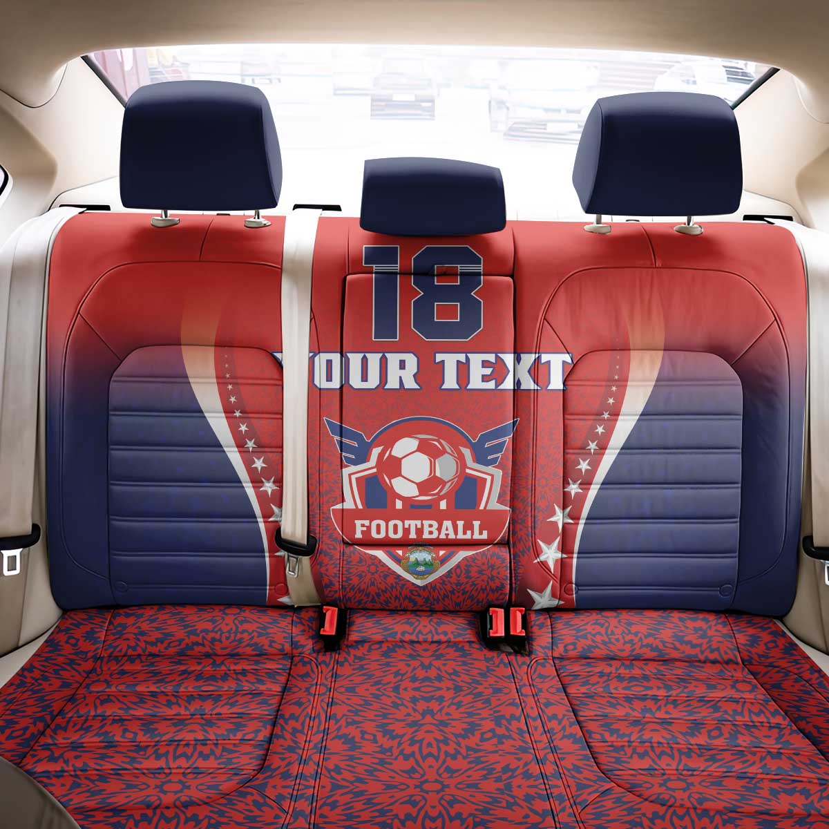 Custom Costa Rica Football Back Car Seat Cover Los Ticos Sporty Style - Wonder Print Shop
