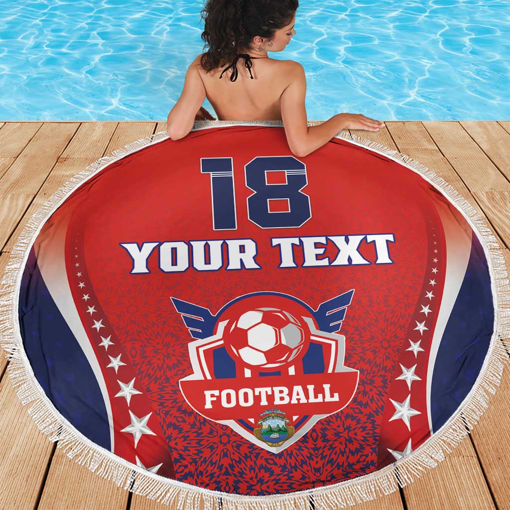 Custom Costa Rica Football Beach Blanket Los Ticos Sporty Style - Wonder Print Shop