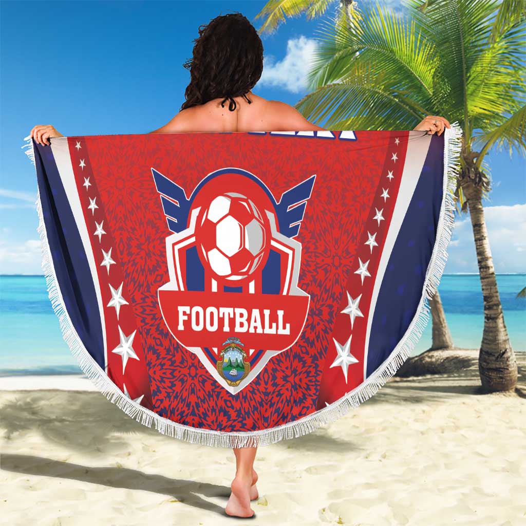 Custom Costa Rica Football Beach Blanket Los Ticos Sporty Style - Wonder Print Shop