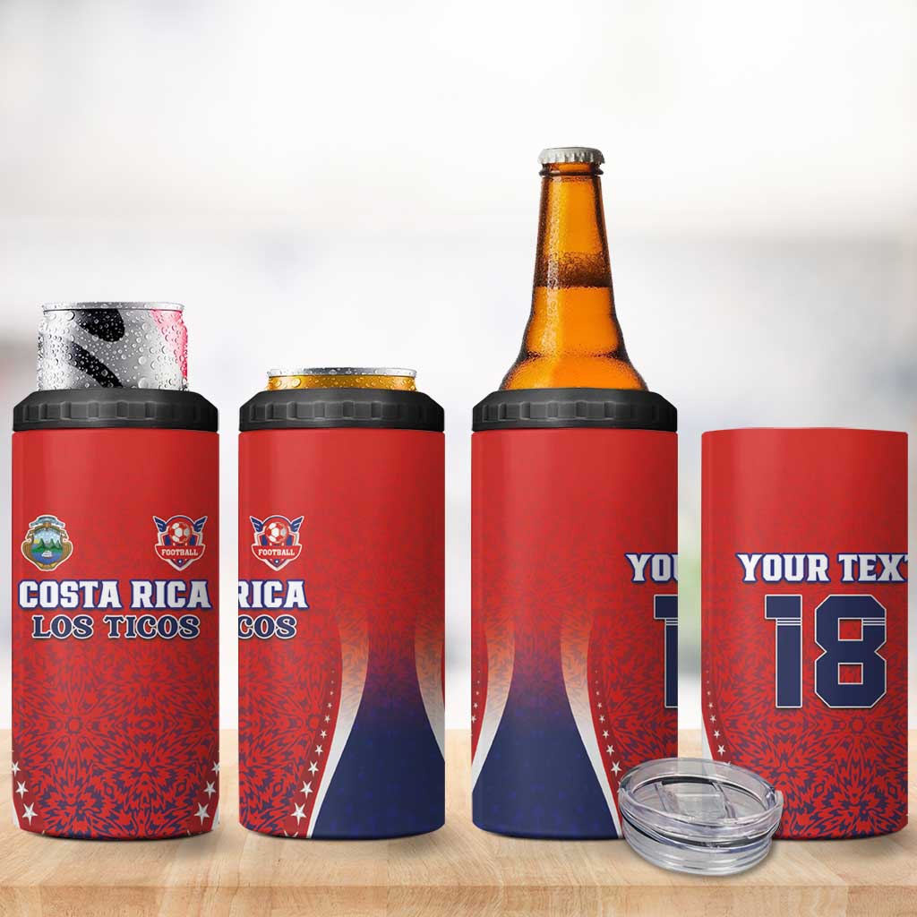 Custom Costa Rica Football 4 in 1 Can Cooler Tumbler Los Ticos Sporty Style - Wonder Print Shop