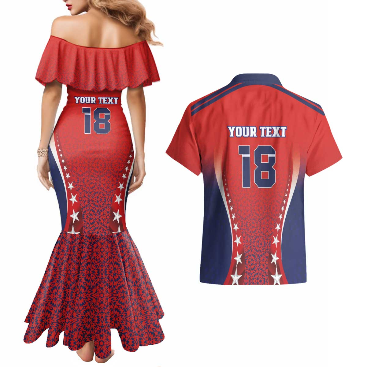 Custom Costa Rica Football Couples Matching Mermaid Dress and Hawaiian Shirt Los Ticos Sporty Style - Wonder Print Shop