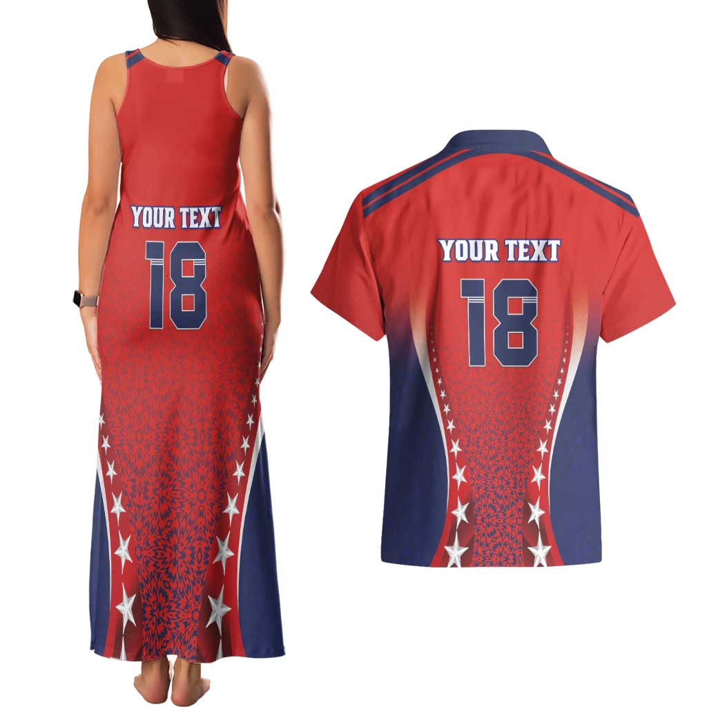 Custom Costa Rica Football Couples Matching Tank Maxi Dress and Hawaiian Shirt Los Ticos Sporty Style - Wonder Print Shop