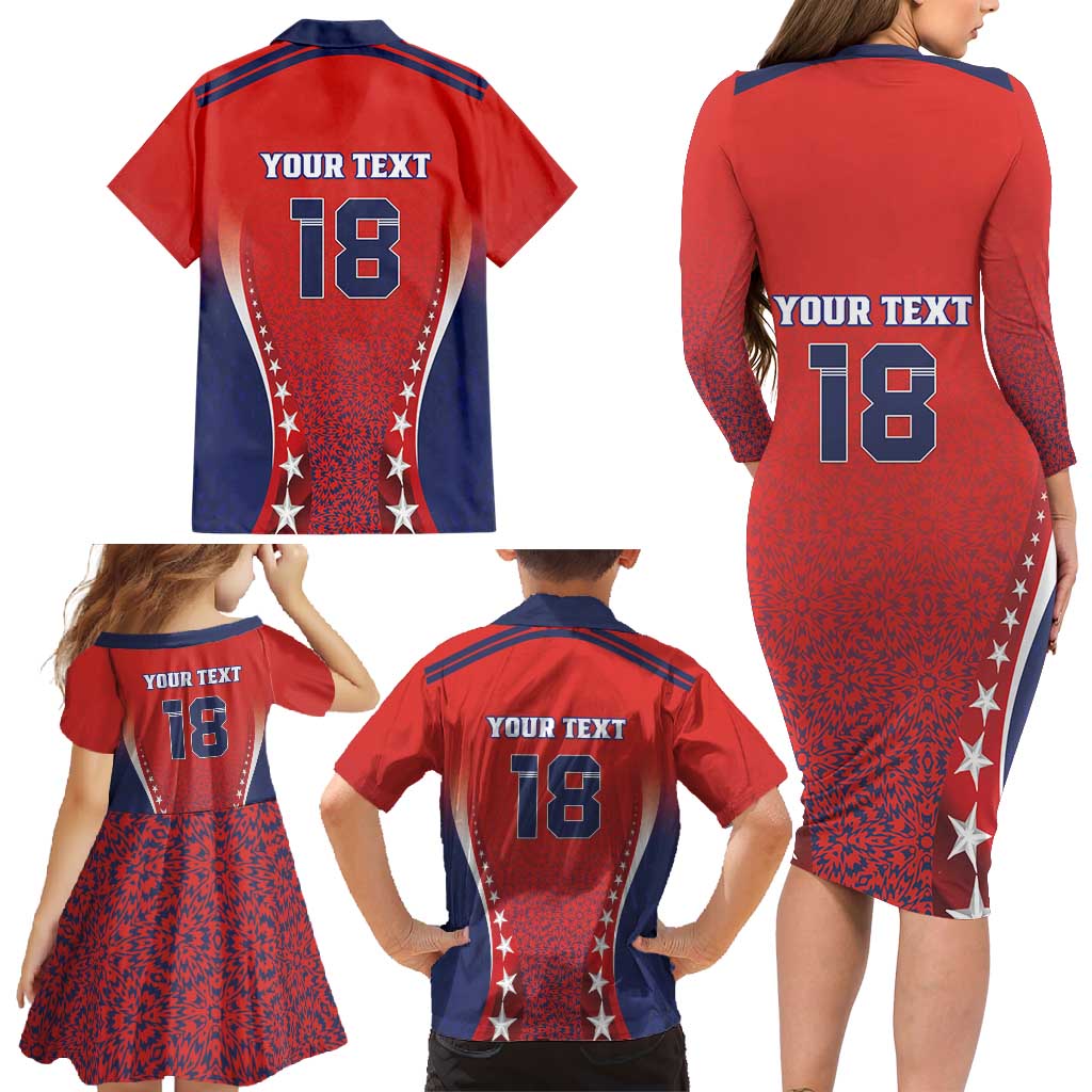 Custom Costa Rica Football Family Matching Long Sleeve Bodycon Dress and Hawaiian Shirt Los Ticos Sporty Style - Wonder Print Shop