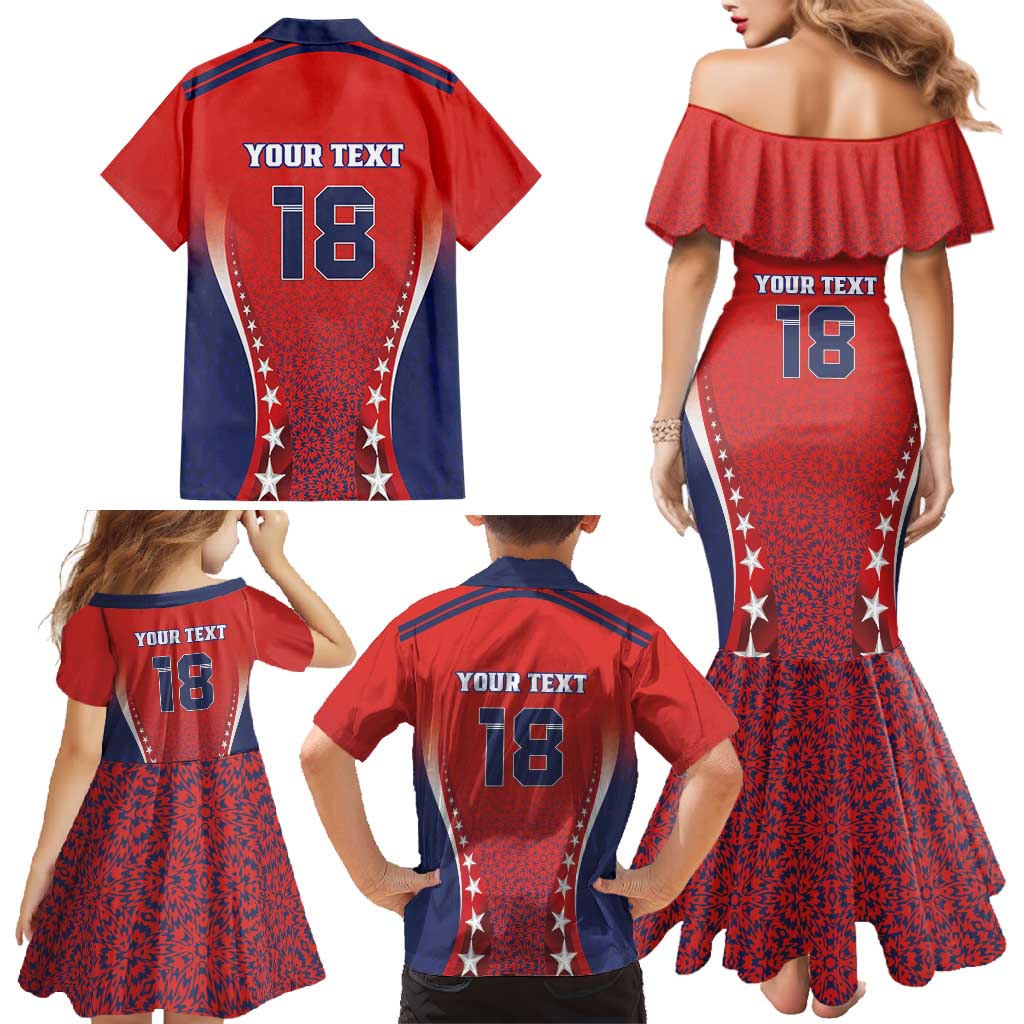 Custom Costa Rica Football Family Matching Mermaid Dress and Hawaiian Shirt Los Ticos Sporty Style - Wonder Print Shop