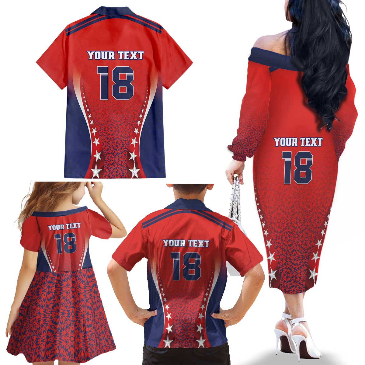 Custom Costa Rica Football Family Matching Off The Shoulder Long Sleeve Dress and Hawaiian Shirt Los Ticos Sporty Style - Wonder Print Shop
