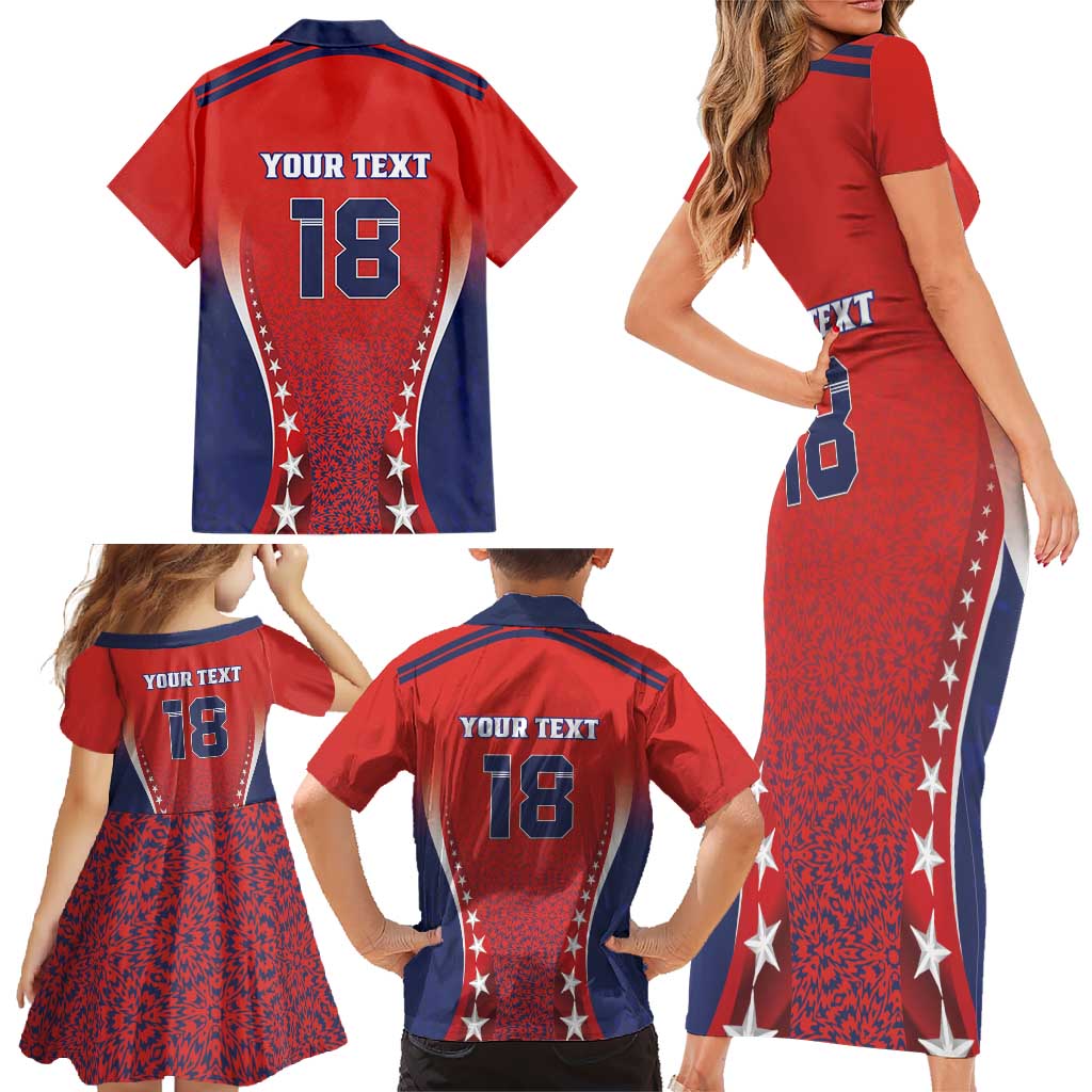 Custom Costa Rica Football Family Matching Short Sleeve Bodycon Dress and Hawaiian Shirt Los Ticos Sporty Style - Wonder Print Shop