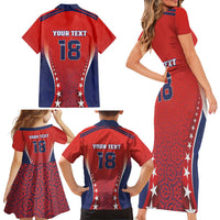 Custom Costa Rica Football Family Matching Short Sleeve Bodycon Dress and Hawaiian Shirt Los Ticos Sporty Style - Wonder Print Shop
