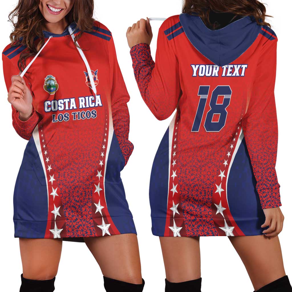 Custom Costa Rica Football Hoodie Dress Los Ticos Sporty Style - Wonder Print Shop