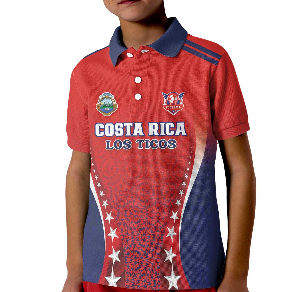 Custom Costa Rica Football Kid Polo Shirt Los Ticos Sporty Style - Wonder Print Shop