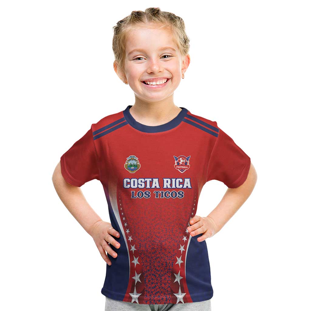 Custom Costa Rica Football Kid T Shirt Los Ticos Sporty Style - Wonder Print Shop