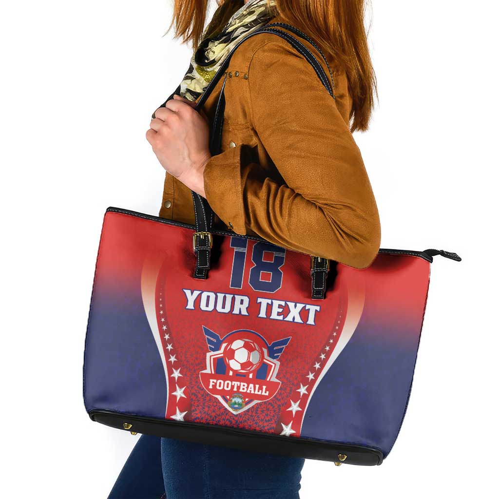 Custom Costa Rica Football Leather Tote Bag Los Ticos Sporty Style - Wonder Print Shop