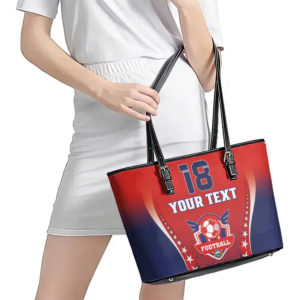 Custom Costa Rica Football Leather Tote Bag Los Ticos Sporty Style - Wonder Print Shop