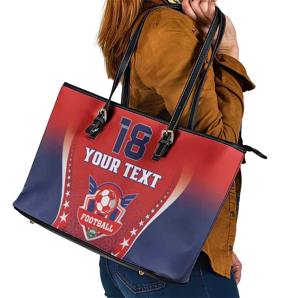 Custom Costa Rica Football Leather Tote Bag Los Ticos Sporty Style - Wonder Print Shop
