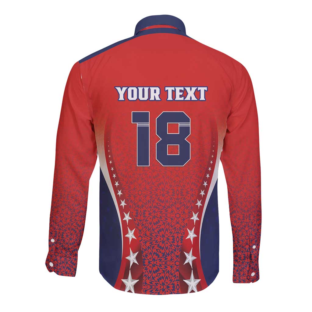 Custom Costa Rica Football Long Sleeve Button Shirt Los Ticos Sporty Style - Wonder Print Shop