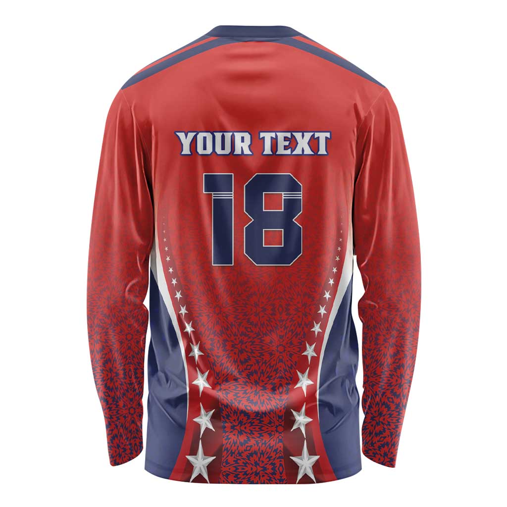 Custom Costa Rica Football Long Sleeve Shirt Los Ticos Sporty Style - Wonder Print Shop