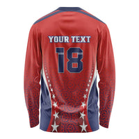 Custom Costa Rica Football Long Sleeve Shirt Los Ticos Sporty Style - Wonder Print Shop