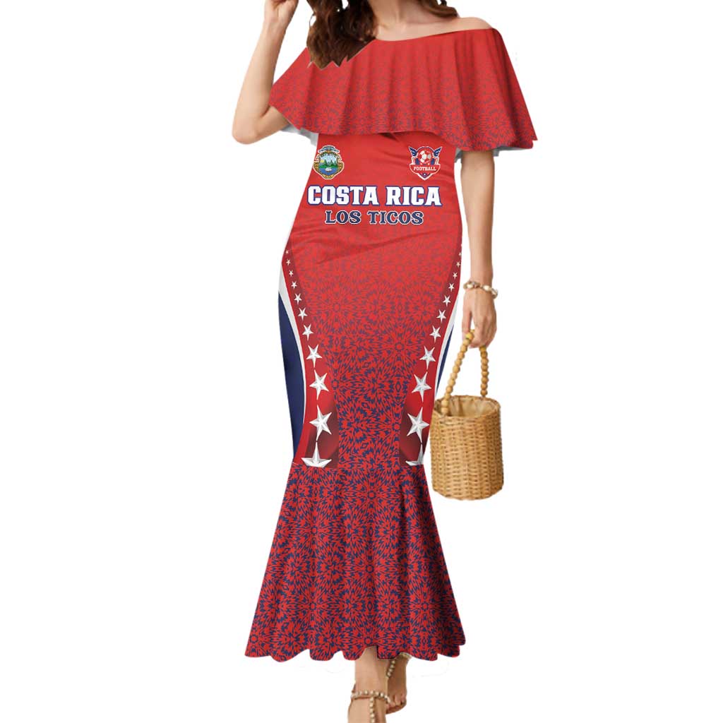 Custom Costa Rica Football Mermaid Dress Los Ticos Sporty Style - Wonder Print Shop