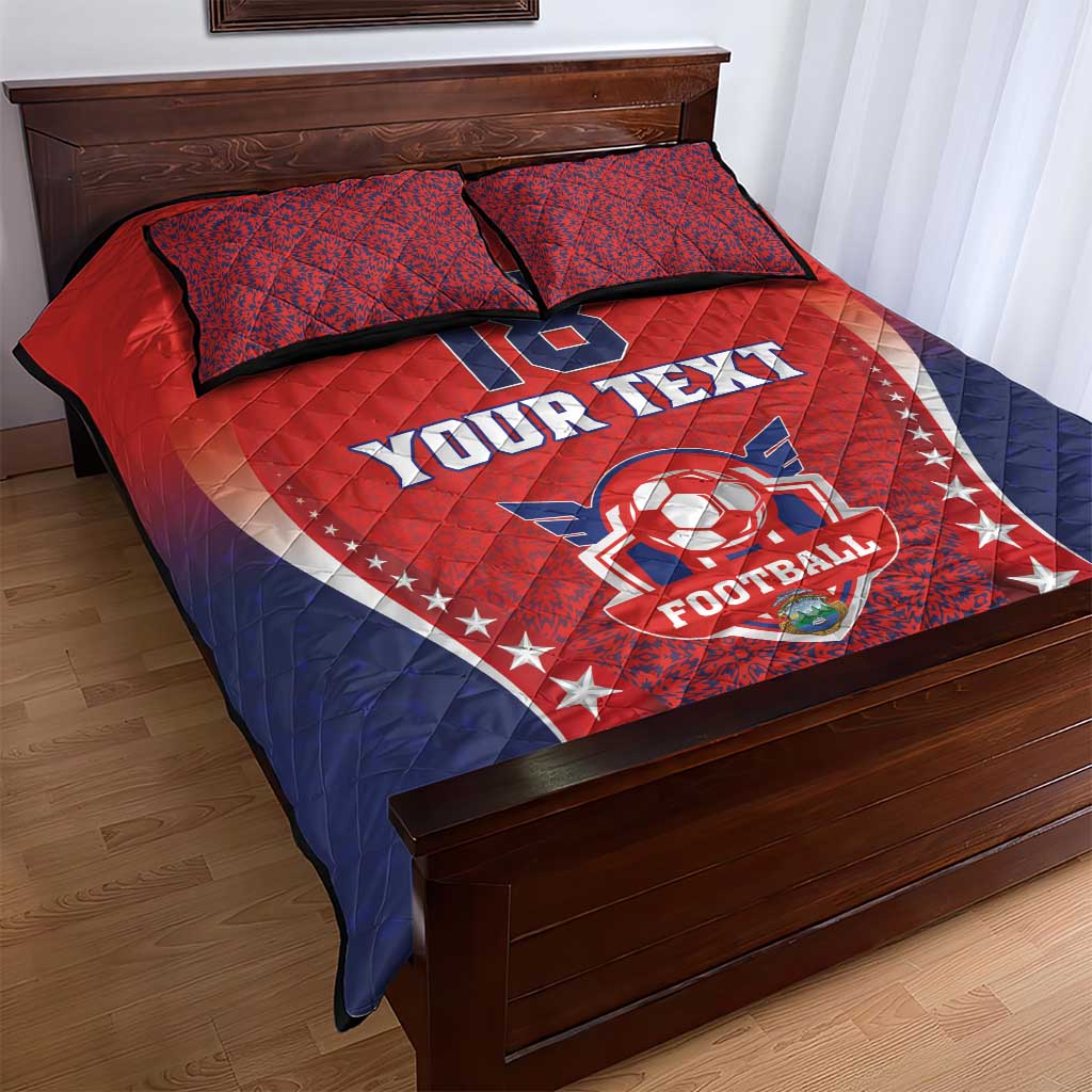 Custom Costa Rica Football Quilt Bed Set Los Ticos Sporty Style - Wonder Print Shop