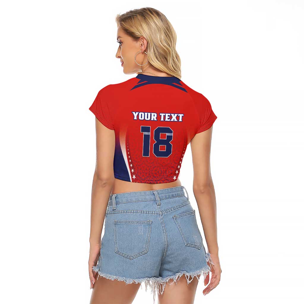 Custom Costa Rica Football Raglan Cropped T Shirt Los Ticos Sporty Style - Wonder Print Shop