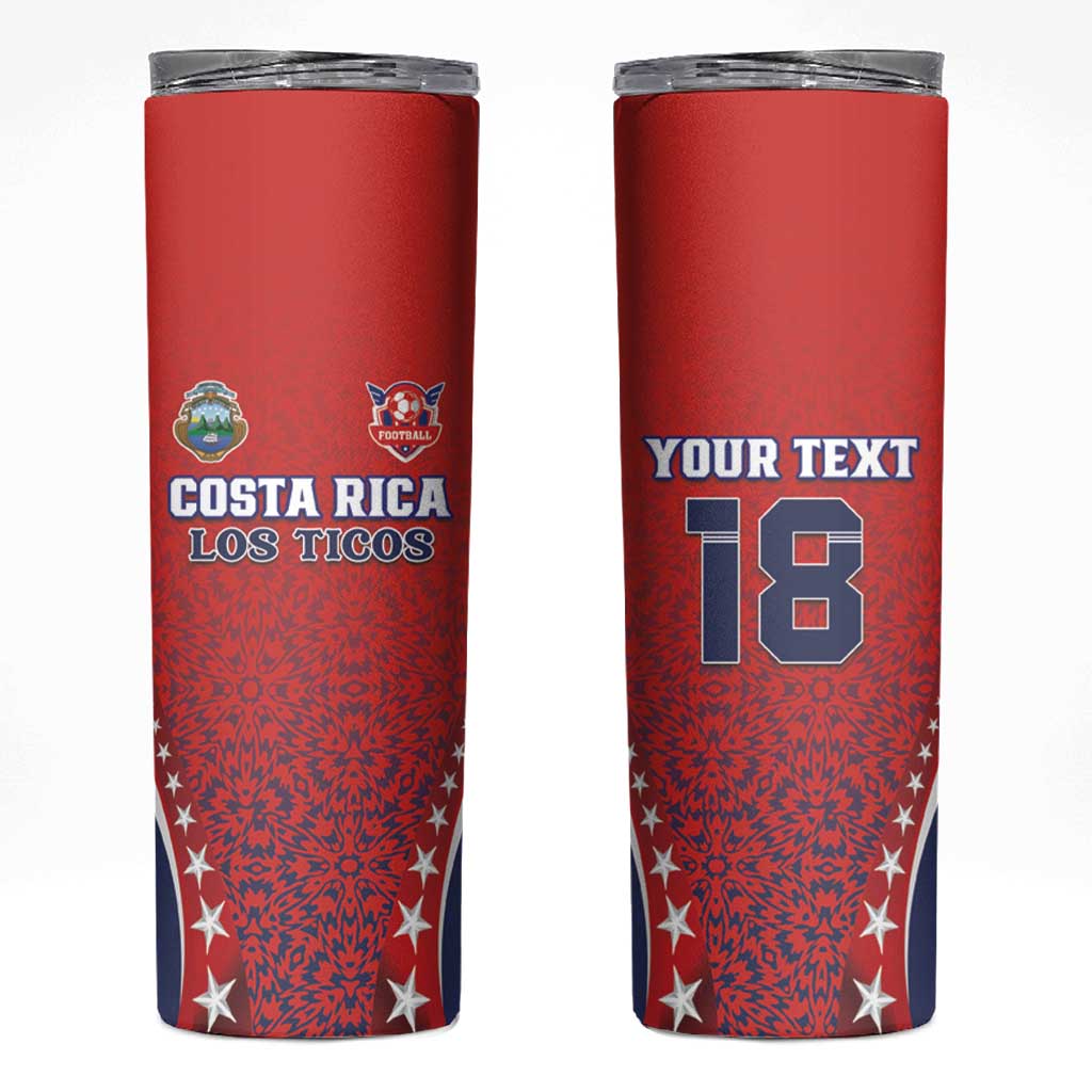 Custom Costa Rica Football Skinny Tumbler Los Ticos Sporty Style - Wonder Print Shop