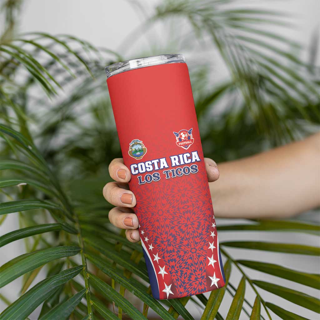 Custom Costa Rica Football Skinny Tumbler Los Ticos Sporty Style - Wonder Print Shop