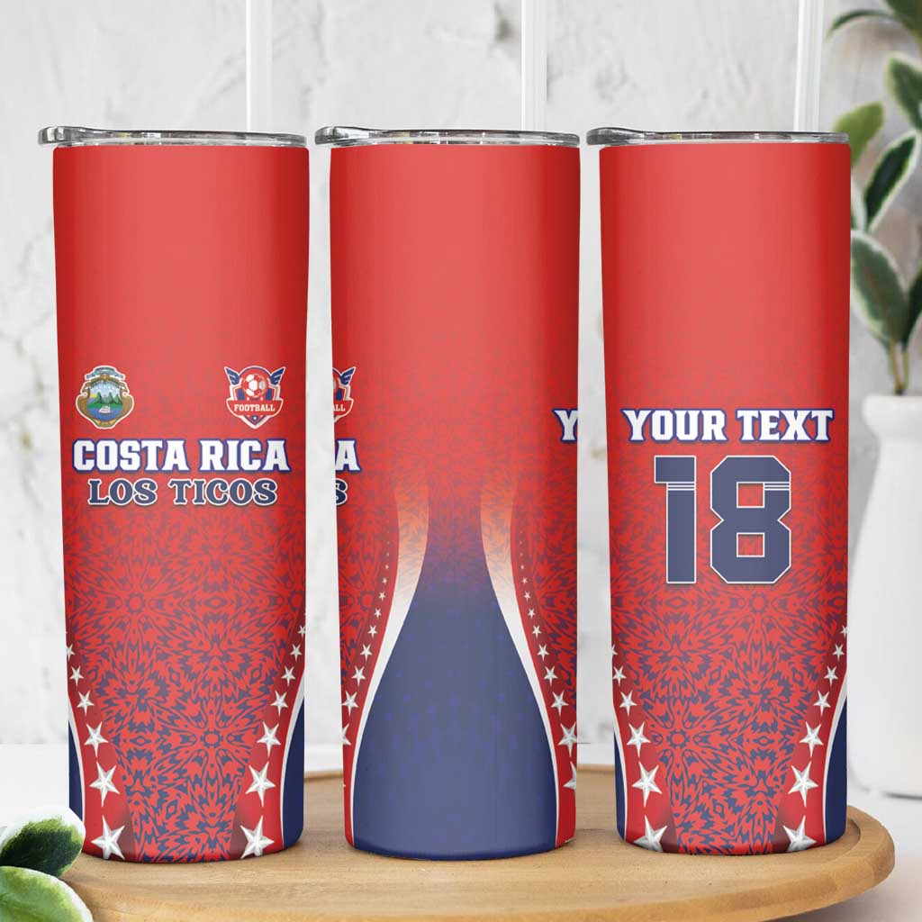 Custom Costa Rica Football Skinny Tumbler Los Ticos Sporty Style - Wonder Print Shop