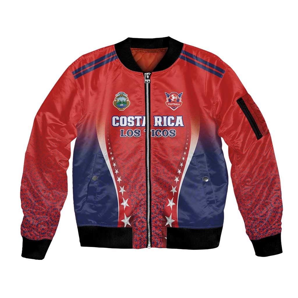 Custom Costa Rica Football Sleeve Zip Bomber Jacket Los Ticos Sporty Style - Wonder Print Shop