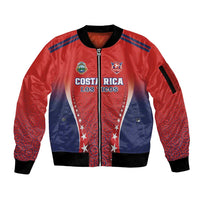 Custom Costa Rica Football Sleeve Zip Bomber Jacket Los Ticos Sporty Style - Wonder Print Shop