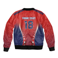 Custom Costa Rica Football Sleeve Zip Bomber Jacket Los Ticos Sporty Style - Wonder Print Shop