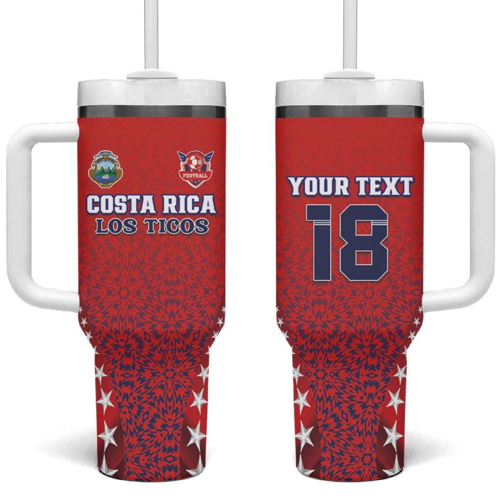 Custom Costa Rica Football Tumbler With Handle Los Ticos Sporty Style - Wonder Print Shop