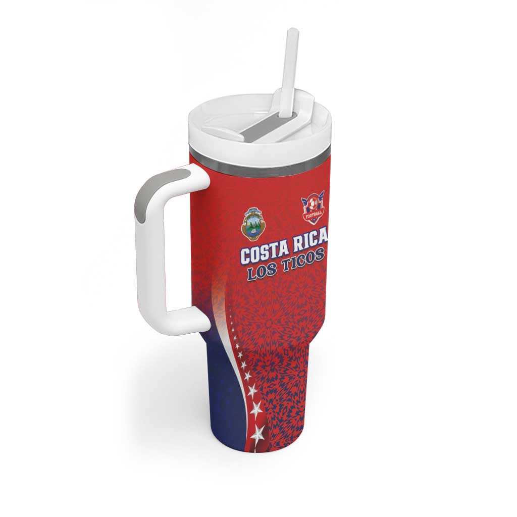 Custom Costa Rica Football Tumbler With Handle Los Ticos Sporty Style - Wonder Print Shop
