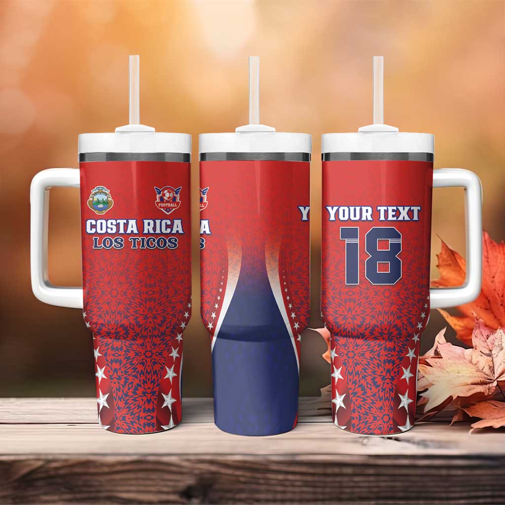 Custom Costa Rica Football Tumbler With Handle Los Ticos Sporty Style - Wonder Print Shop