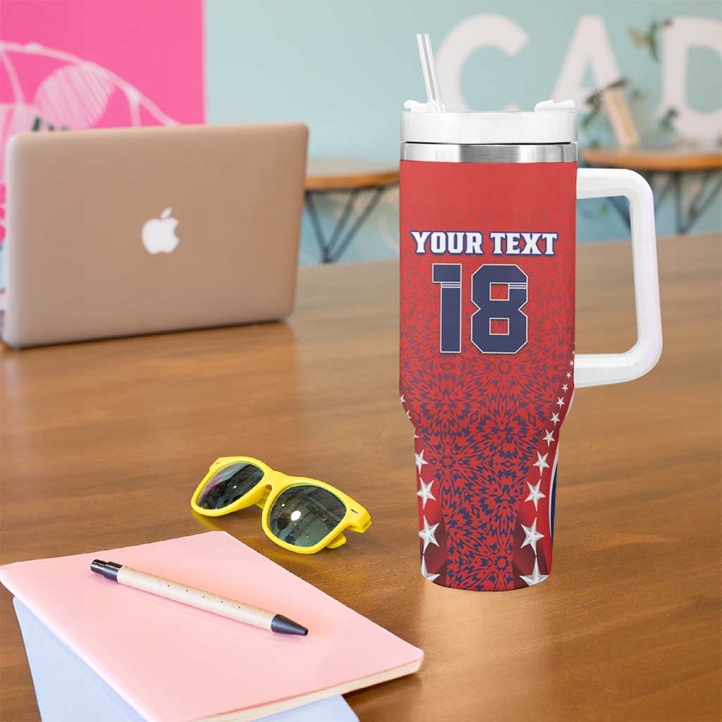 Custom Costa Rica Football Tumbler With Handle Los Ticos Sporty Style - Wonder Print Shop
