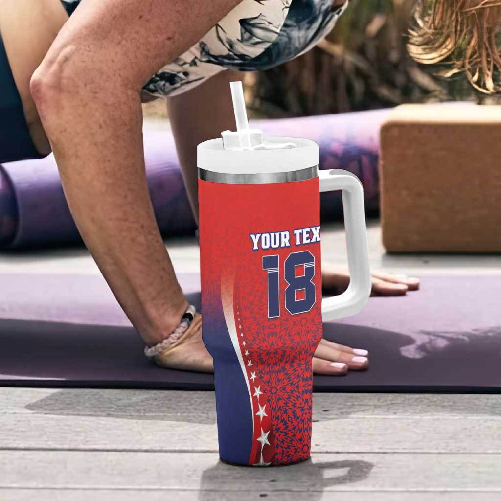 Custom Costa Rica Football Tumbler With Handle Los Ticos Sporty Style - Wonder Print Shop