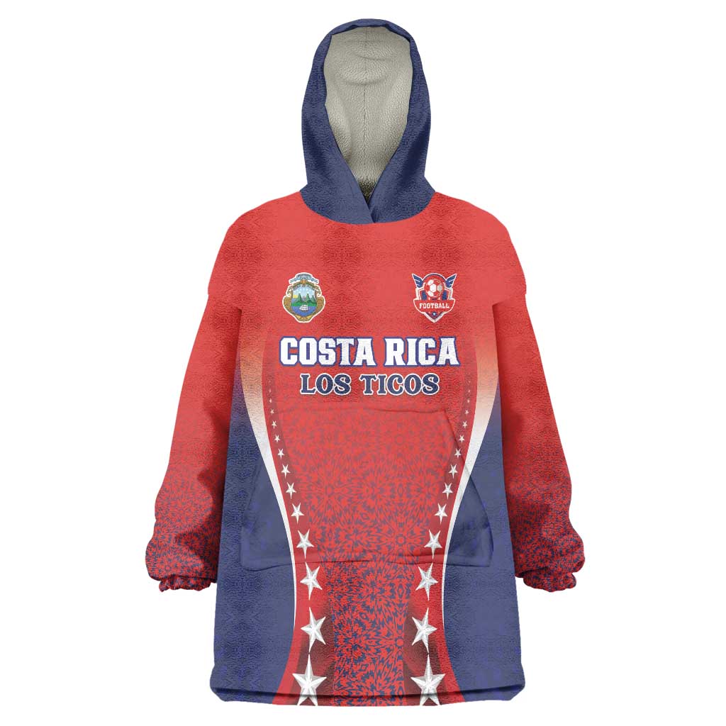 Custom Costa Rica Football Wearable Blanket Hoodie Los Ticos Sporty Style - Wonder Print Shop