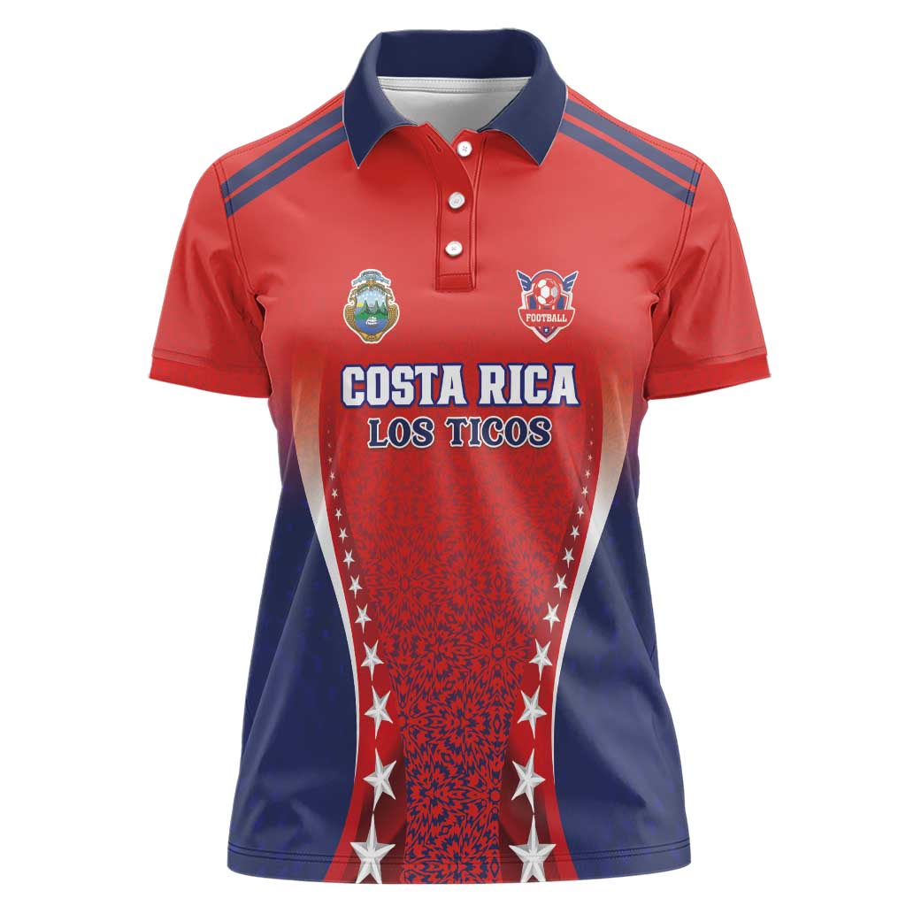 Custom Costa Rica Football Women Polo Shirt Los Ticos Sporty Style - Wonder Print Shop