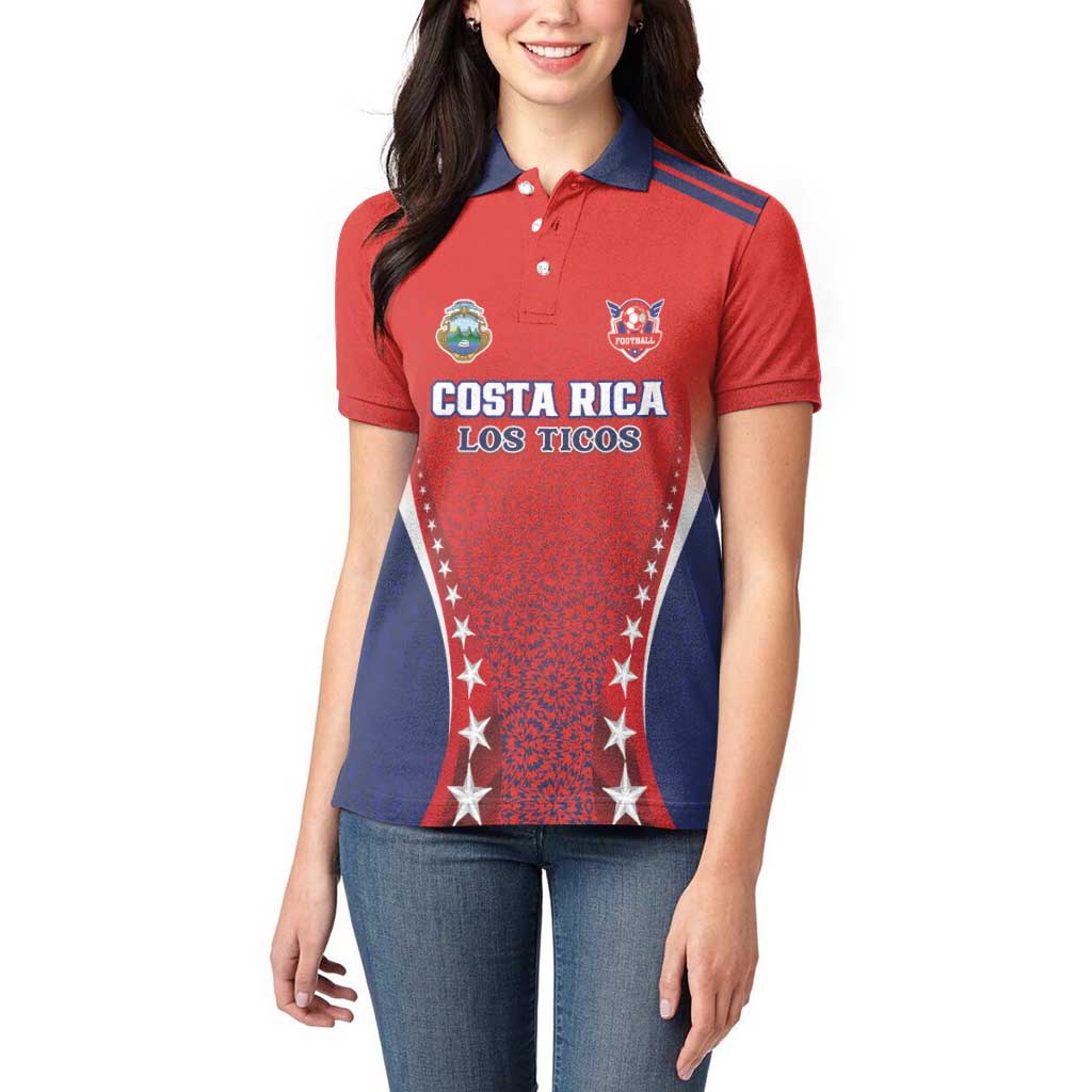 Custom Costa Rica Football Women Polo Shirt Los Ticos Sporty Style - Wonder Print Shop