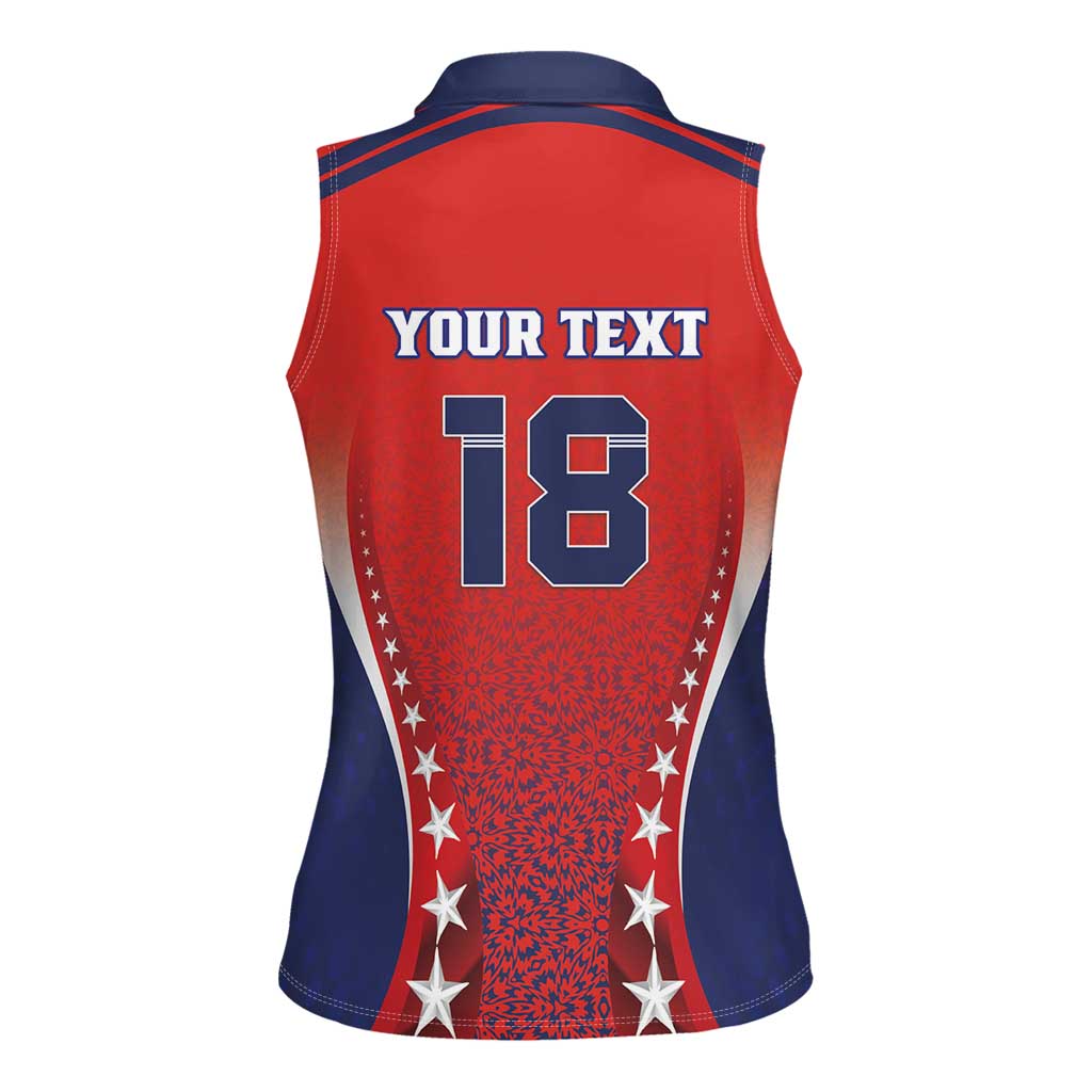 Custom Costa Rica Football Women Sleeveless Polo Shirt Los Ticos Sporty Style - Wonder Print Shop