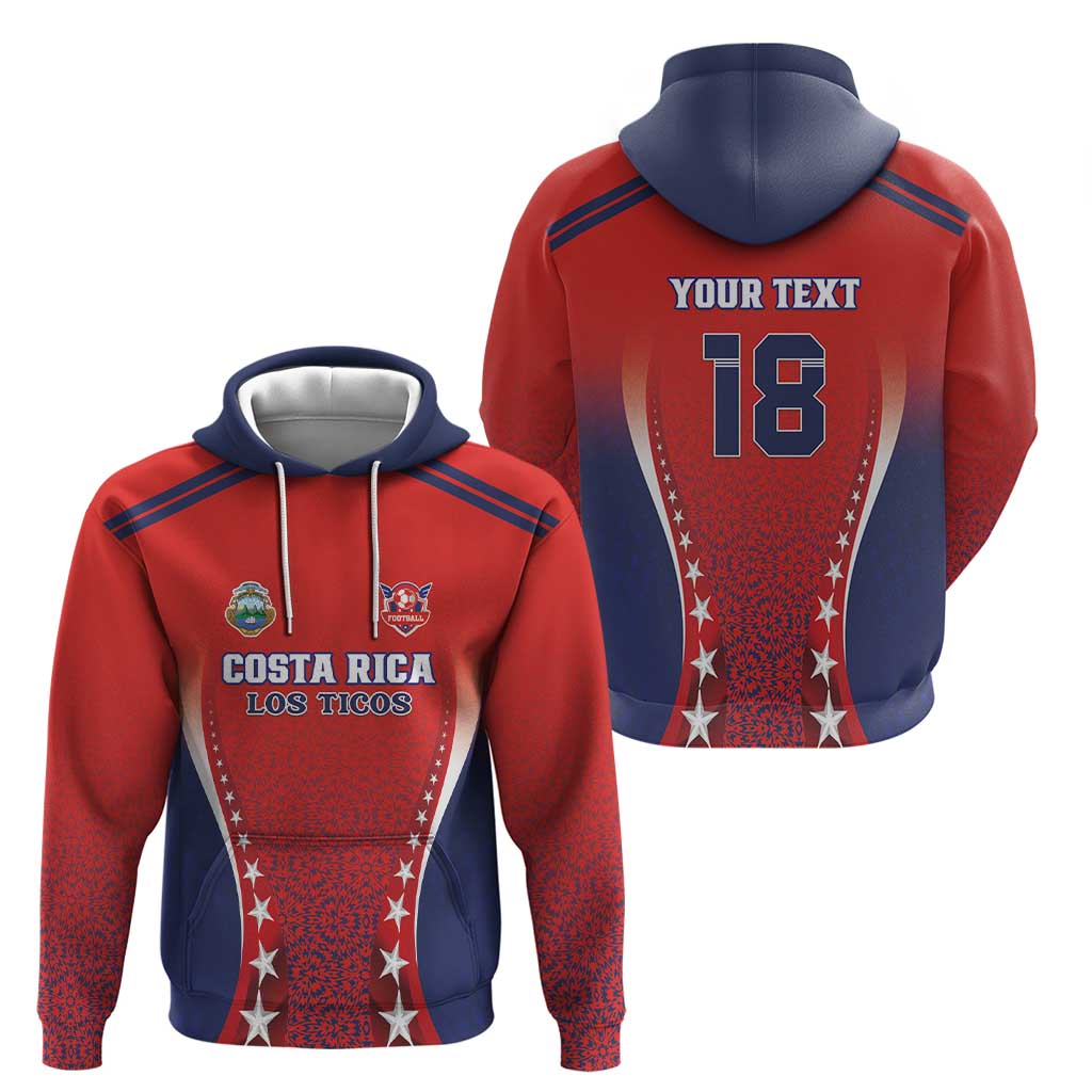 Custom Costa Rica Football Zip Hoodie Los Ticos Sporty Style - Wonder Print Shop
