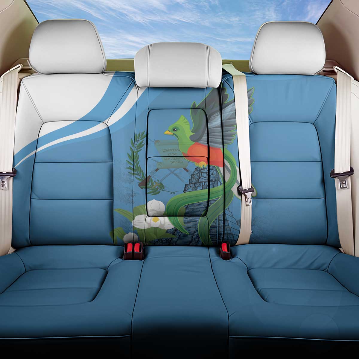 Guatemala Independence Day Back Car Seat Cover Guatemalan Quetzal Libre Crezca Fecundo - Wonder Print Shop