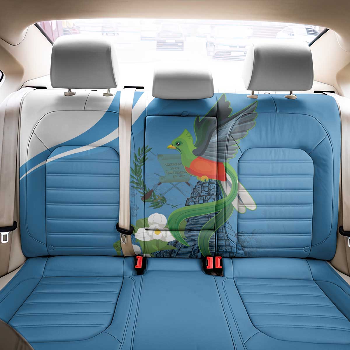 Guatemala Independence Day Back Car Seat Cover Guatemalan Quetzal Libre Crezca Fecundo - Wonder Print Shop