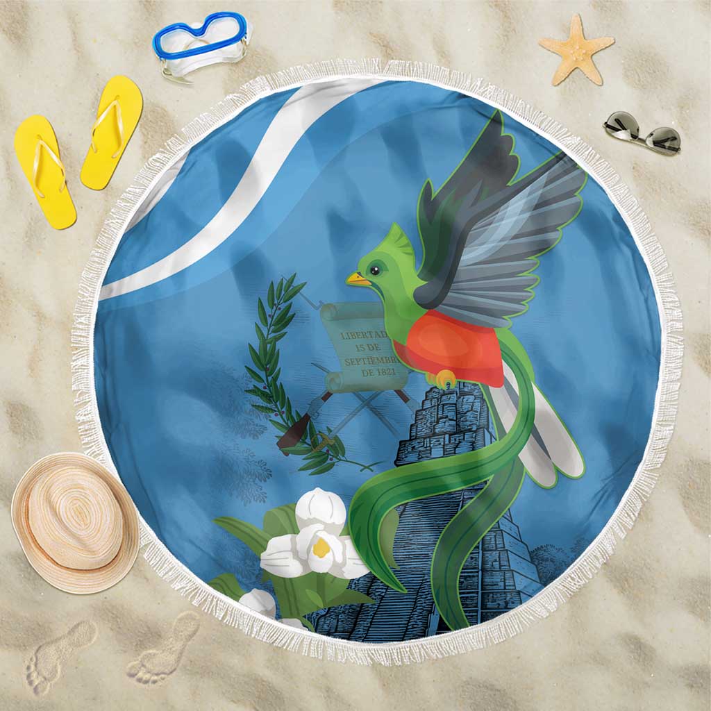 Guatemala Independence Day Beach Blanket Guatemalan Quetzal Libre Crezca Fecundo - Wonder Print Shop
