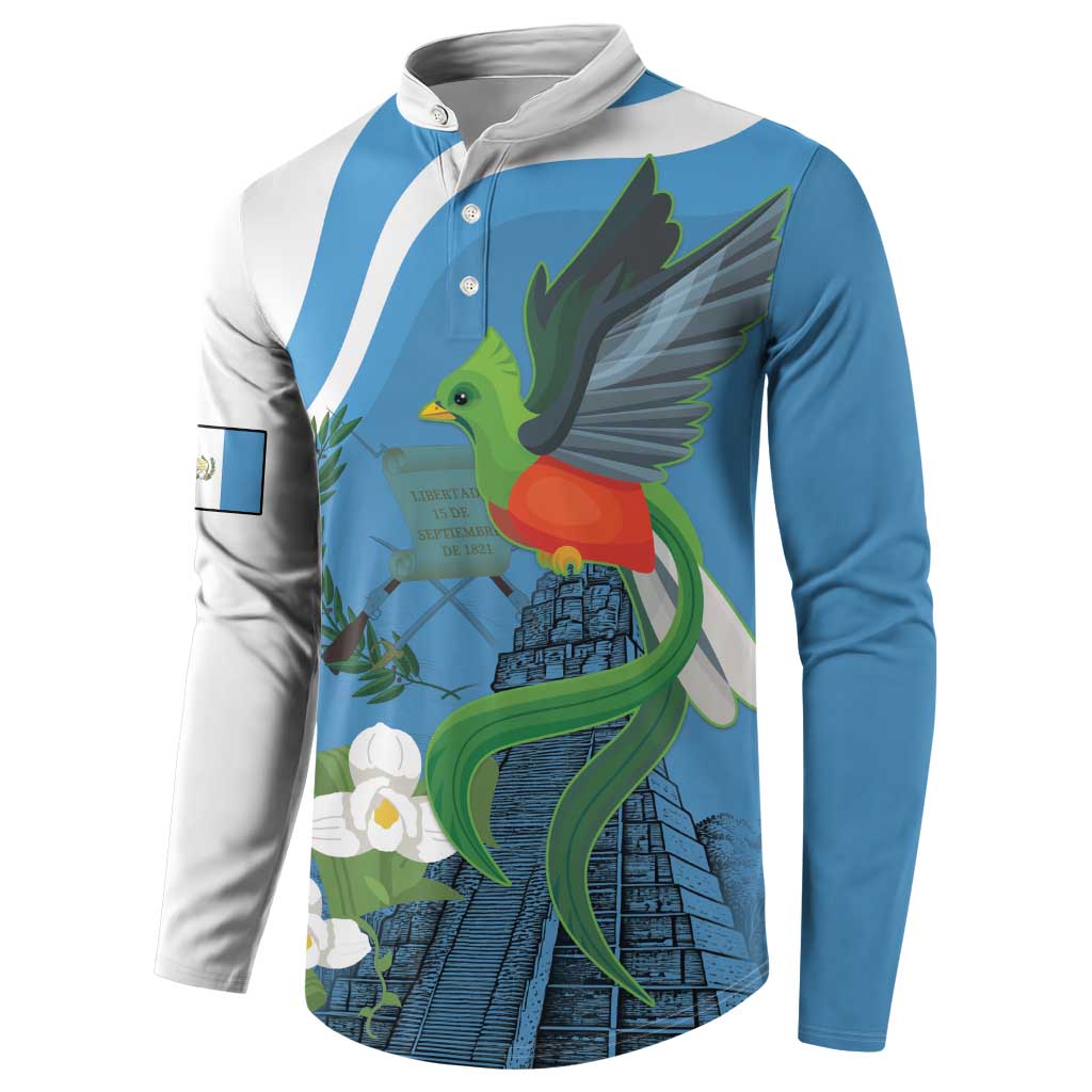 Guatemala Independence Day Button Sweatshirt Guatemalan Quetzal Libre Crezca Fecundo - Wonder Print Shop