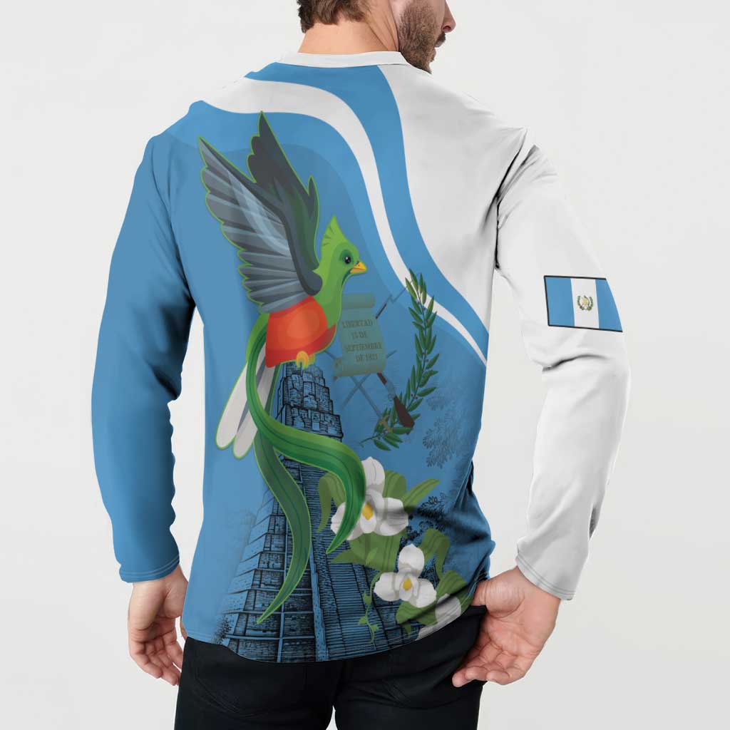 Guatemala Independence Day Button Sweatshirt Guatemalan Quetzal Libre Crezca Fecundo - Wonder Print Shop