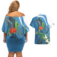 Guatemala Independence Day Couples Matching Off Shoulder Short Dress and Hawaiian Shirt Guatemalan Quetzal Libre Crezca Fecundo - Wonder Print Shop