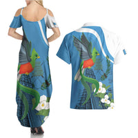 Guatemala Independence Day Couples Matching Summer Maxi Dress and Hawaiian Shirt Guatemalan Quetzal Libre Crezca Fecundo - Wonder Print Shop