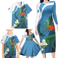 Guatemala Independence Day Family Matching Long Sleeve Bodycon Dress and Hawaiian Shirt Guatemalan Quetzal Libre Crezca Fecundo - Wonder Print Shop