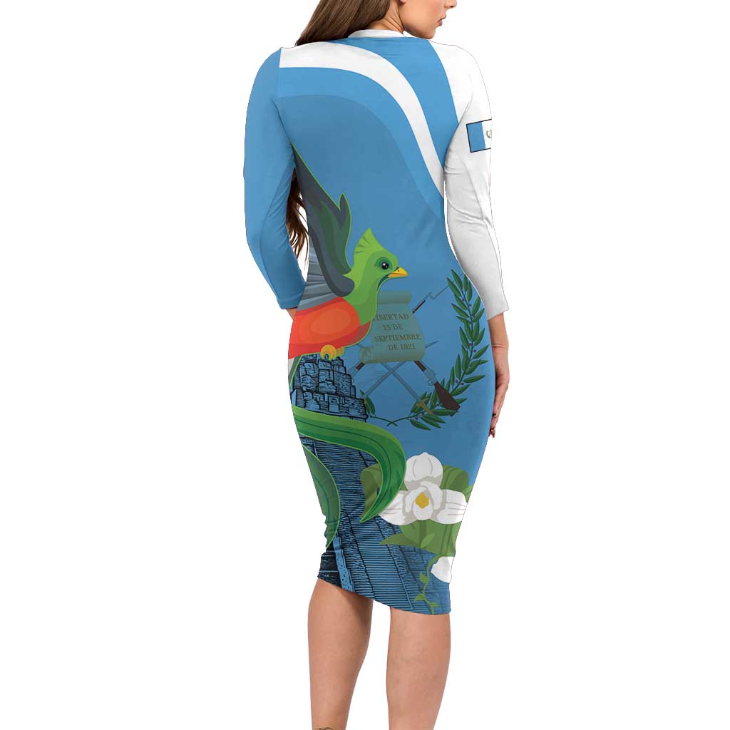 Guatemala Independence Day Family Matching Long Sleeve Bodycon Dress and Hawaiian Shirt Guatemalan Quetzal Libre Crezca Fecundo - Wonder Print Shop
