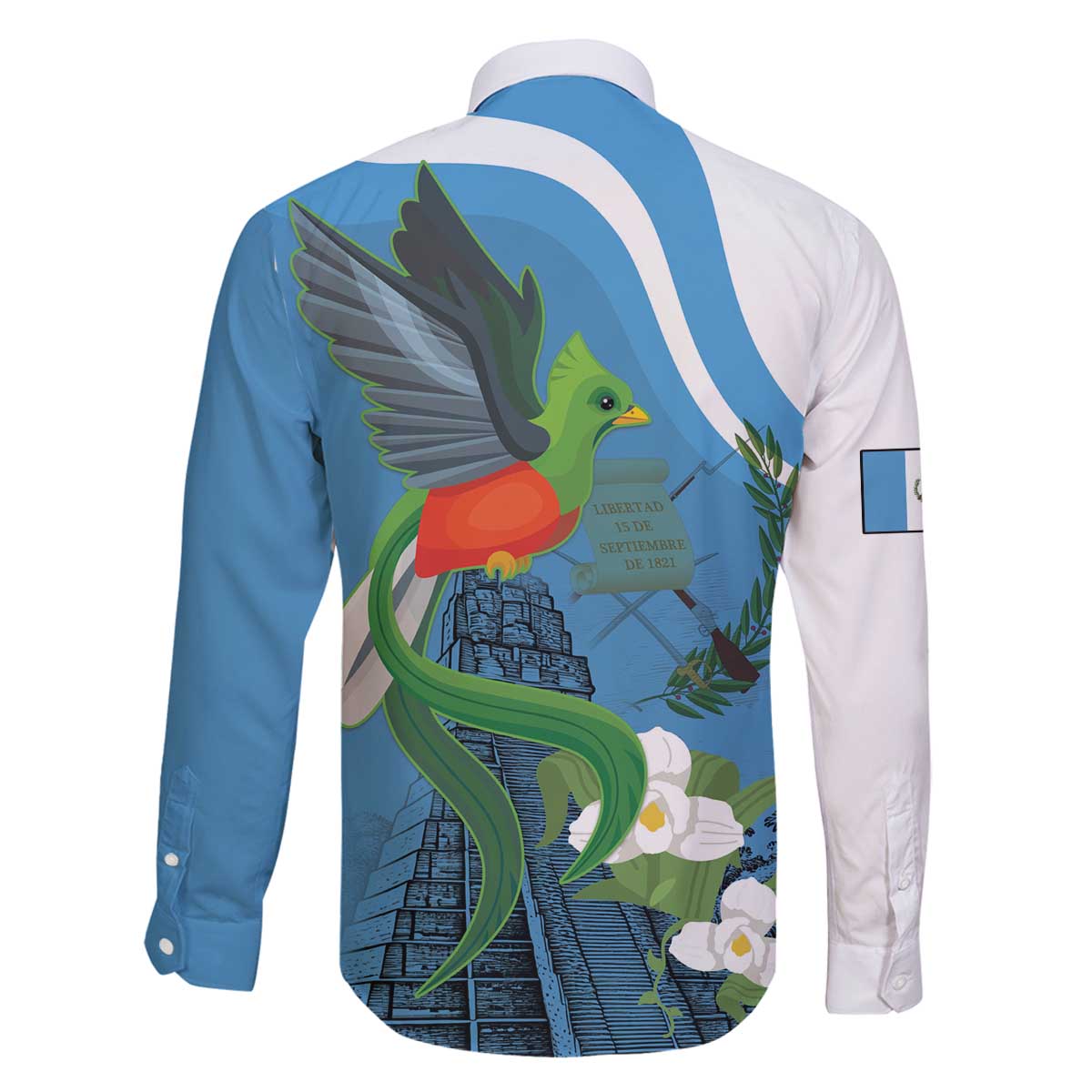 Guatemala Independence Day Family Matching Off The Shoulder Long Sleeve Dress and Hawaiian Shirt Guatemalan Quetzal Libre Crezca Fecundo - Wonder Print Shop