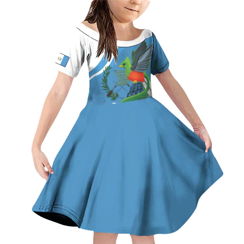 Guatemala Independence Day Family Matching Off Shoulder Short Dress and Hawaiian Shirt Guatemalan Quetzal Libre Crezca Fecundo - Wonder Print Shop